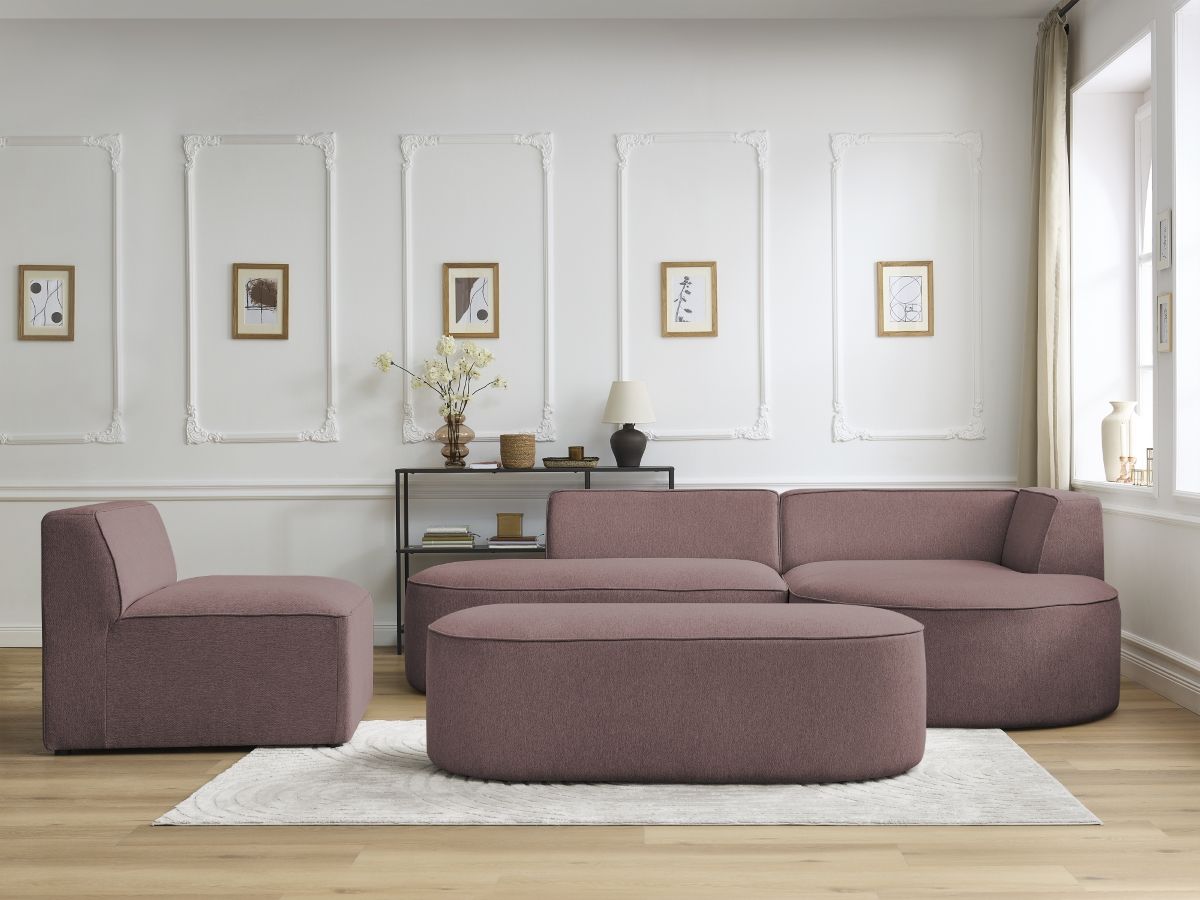 Canapé d'angle modulable ROUSSEAU chiné rose — vue 5