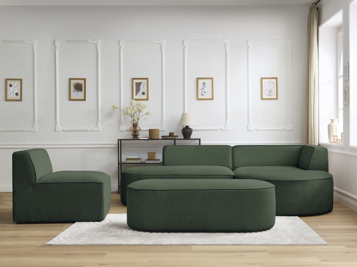 Canapé d'angle modulable ROUSSEAU chiné vert — vue 5