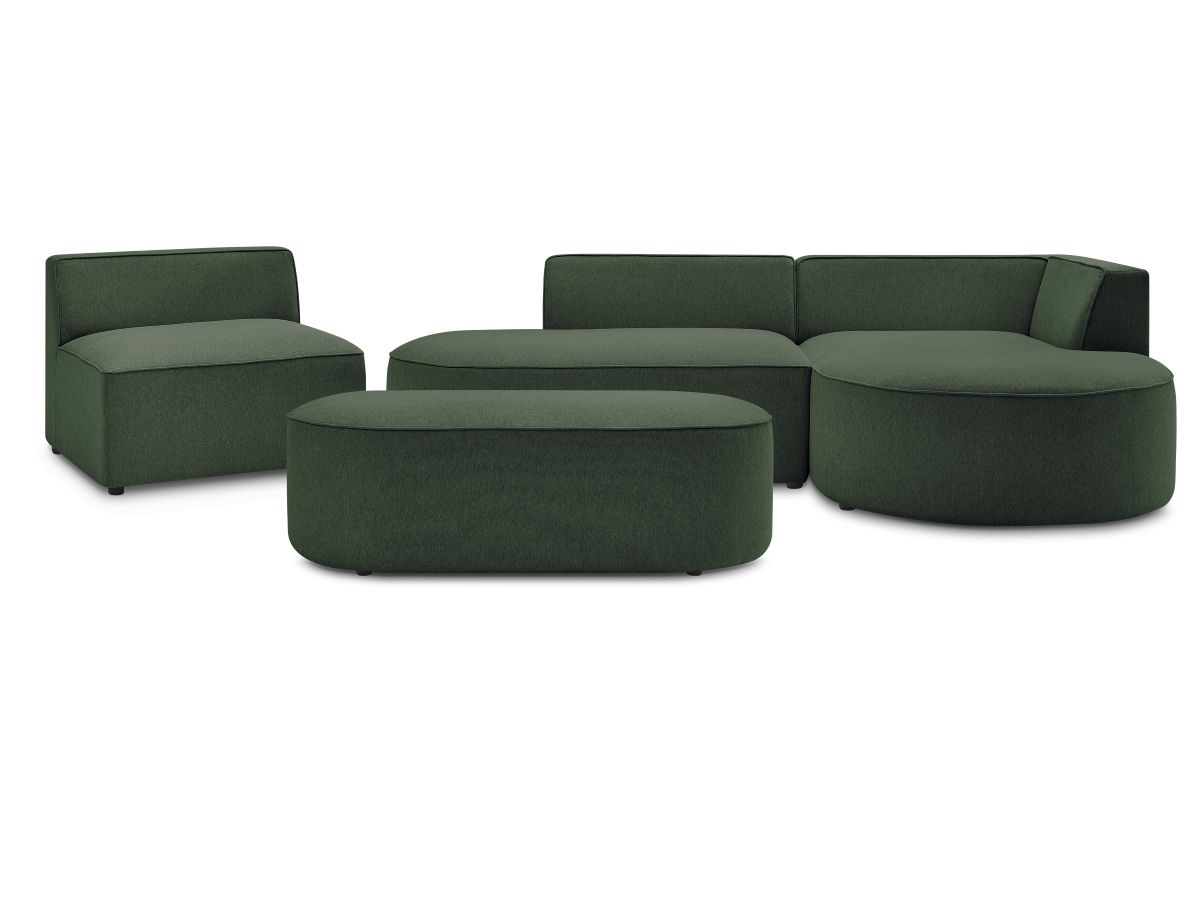 ROUSSEAU modulaire vaste hoekbank in gemêleerde stof met 1 fauteuil en 1 poef