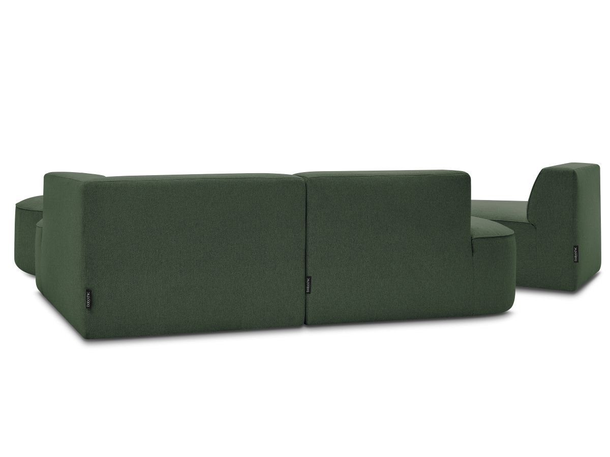 ROUSSEAU modulaire vaste hoekbank in gemêleerde stof met 1 fauteuil en 1 poef