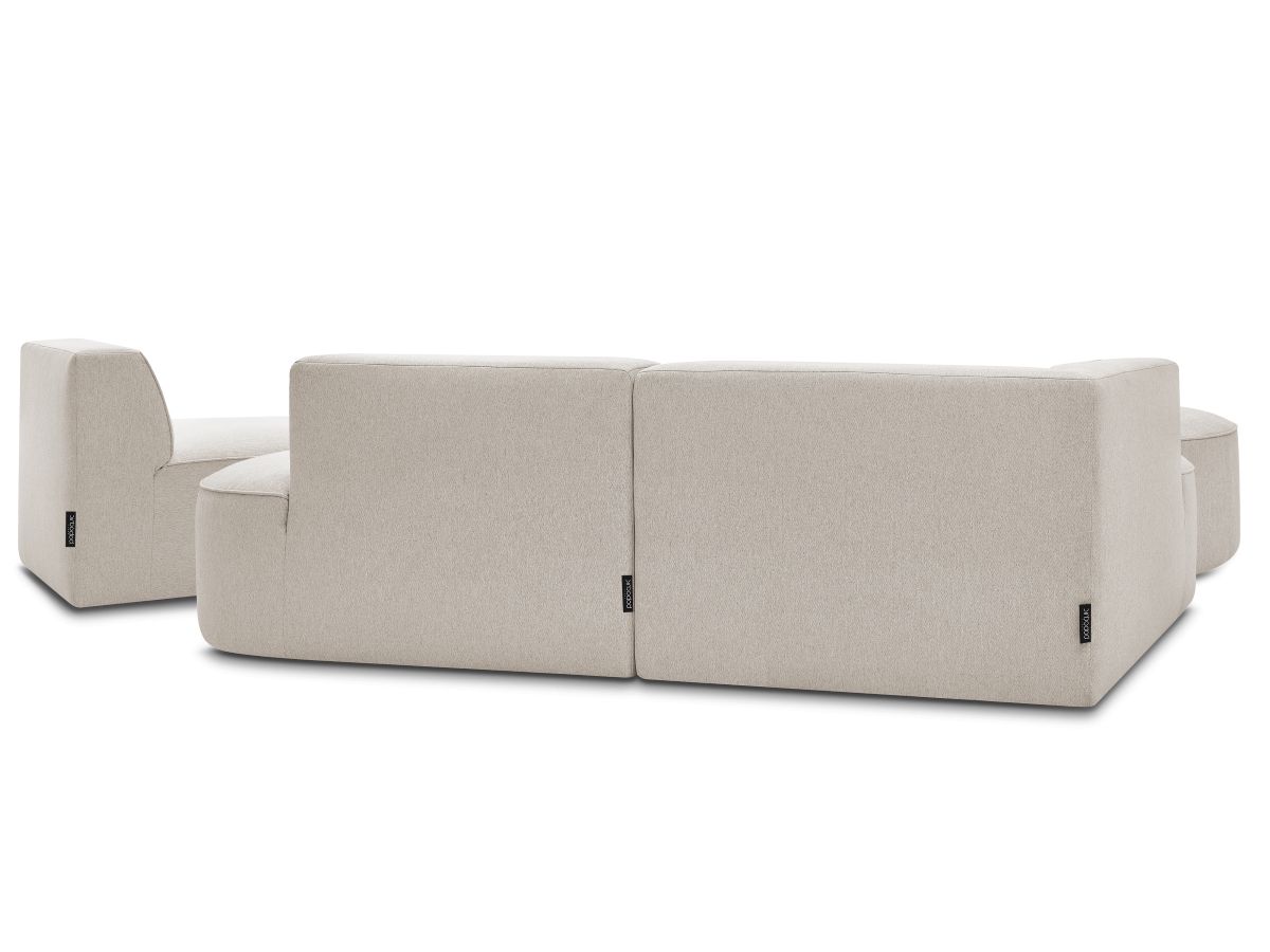 ROUSSEAU modulaire vaste hoekbank in gemêleerde stof met 1 fauteuil en 1 poef