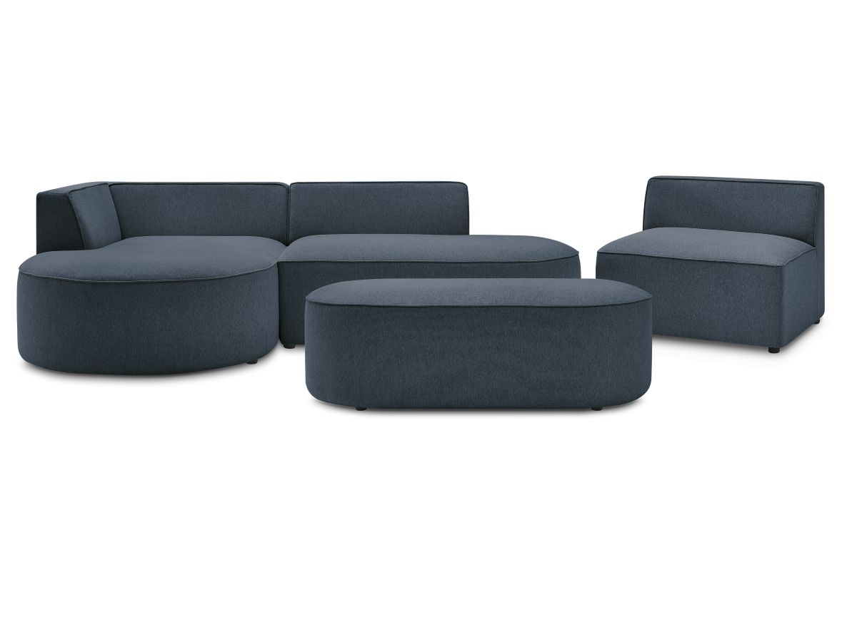 Canapé d'angle fixe modulable ROUSSEAU tissu chiné avec 1 chauffeuse et 1 pouf