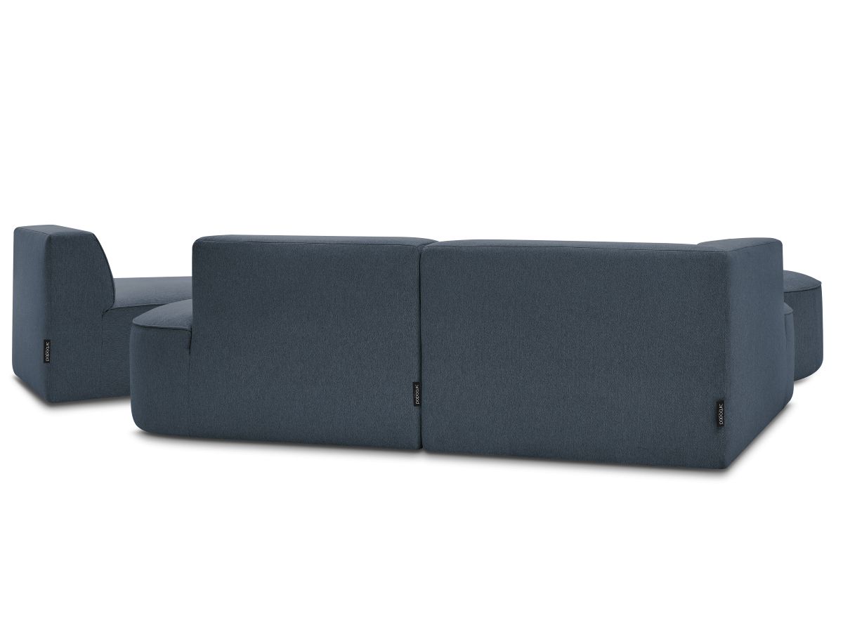 Canapé d'angle fixe modulable ROUSSEAU tissu chiné avec 1 chauffeuse et 1 pouf