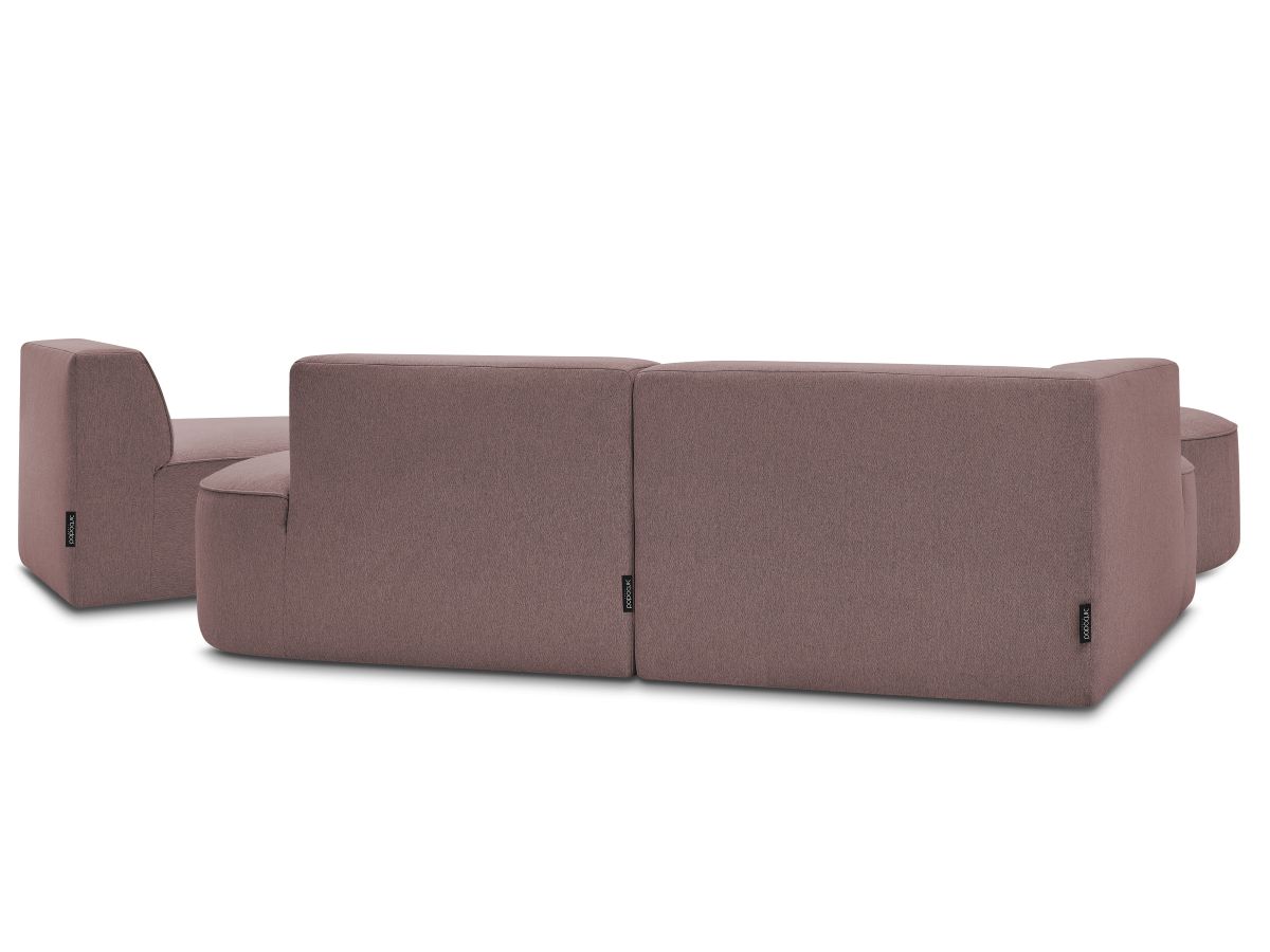 Canapé d'angle fixe modulable ROUSSEAU tissu chiné avec 1 chauffeuse et 1 pouf