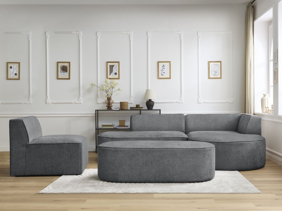 Canapé d'angle modulable ROUSSEAU texturé gris foncé — vue 5