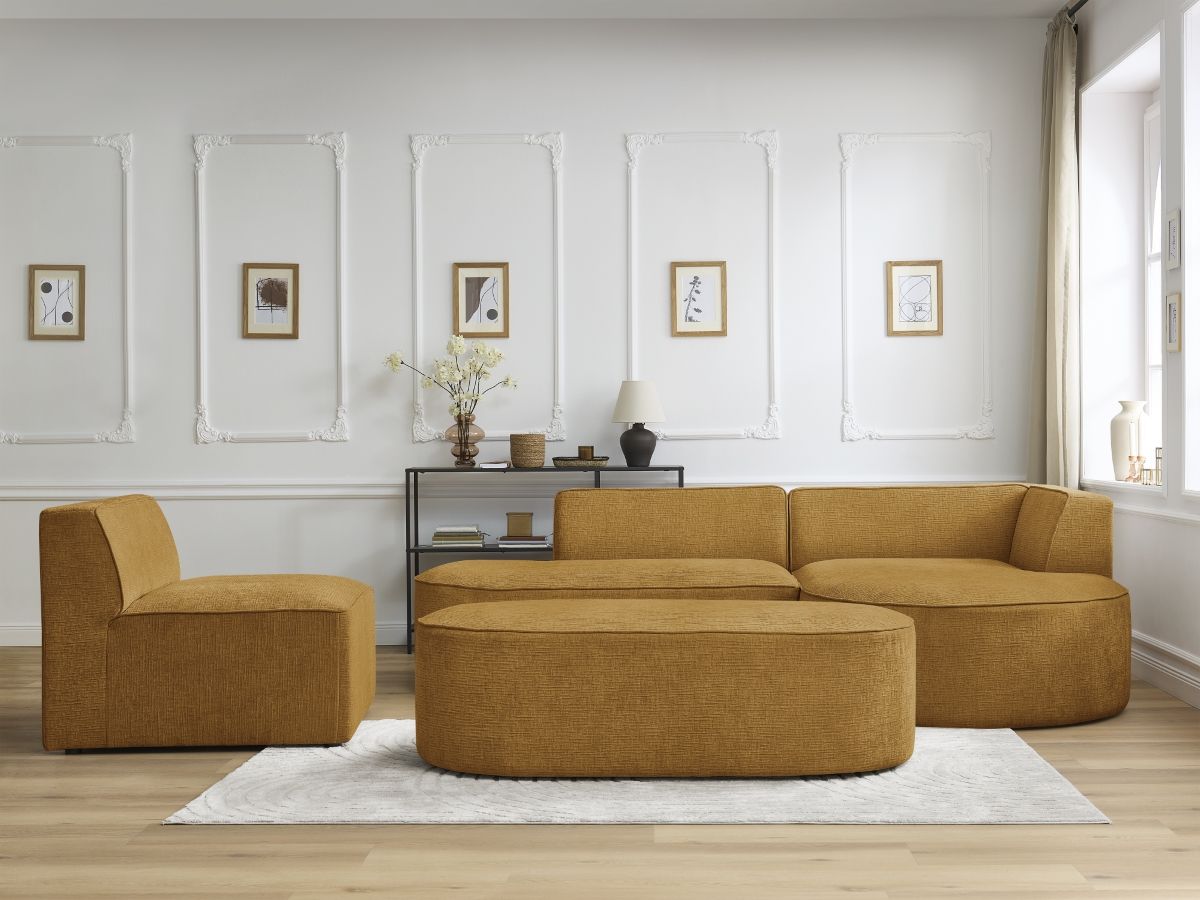 Canapé d'angle modulable ROUSSEAU texturé jaune — vue 5