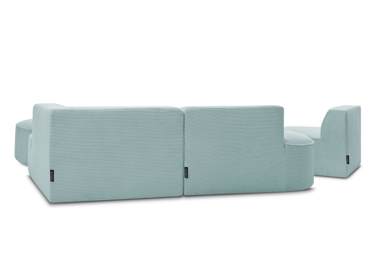 ROUSSEAU vaste modulaire hoekbank in corduroy met 1 fauteuil en 1 poef