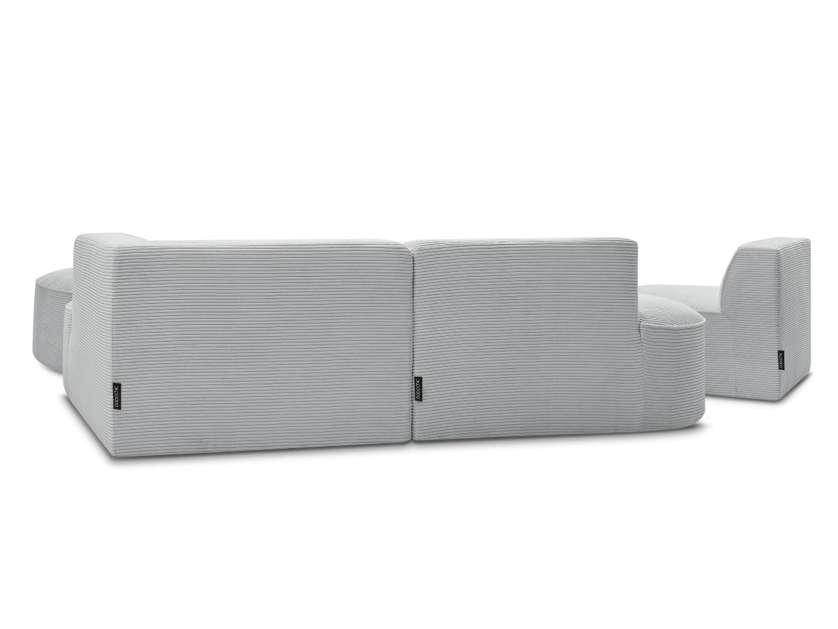 ROUSSEAU vaste modulaire hoekbank in corduroy met 1 fauteuil en 1 poef