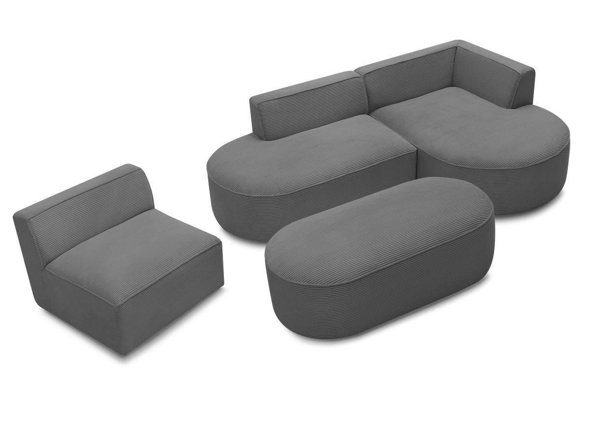 Canapé d'angle fixe EVEREST tissu chiné - Orange - Angle droit - 10 coussins