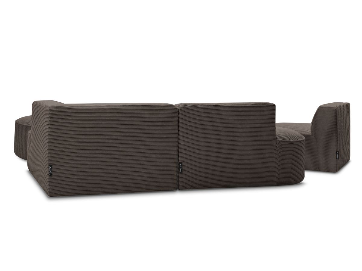 ROUSSEAU vaste modulaire hoekbank in corduroy met 1 fauteuil en 1 poef