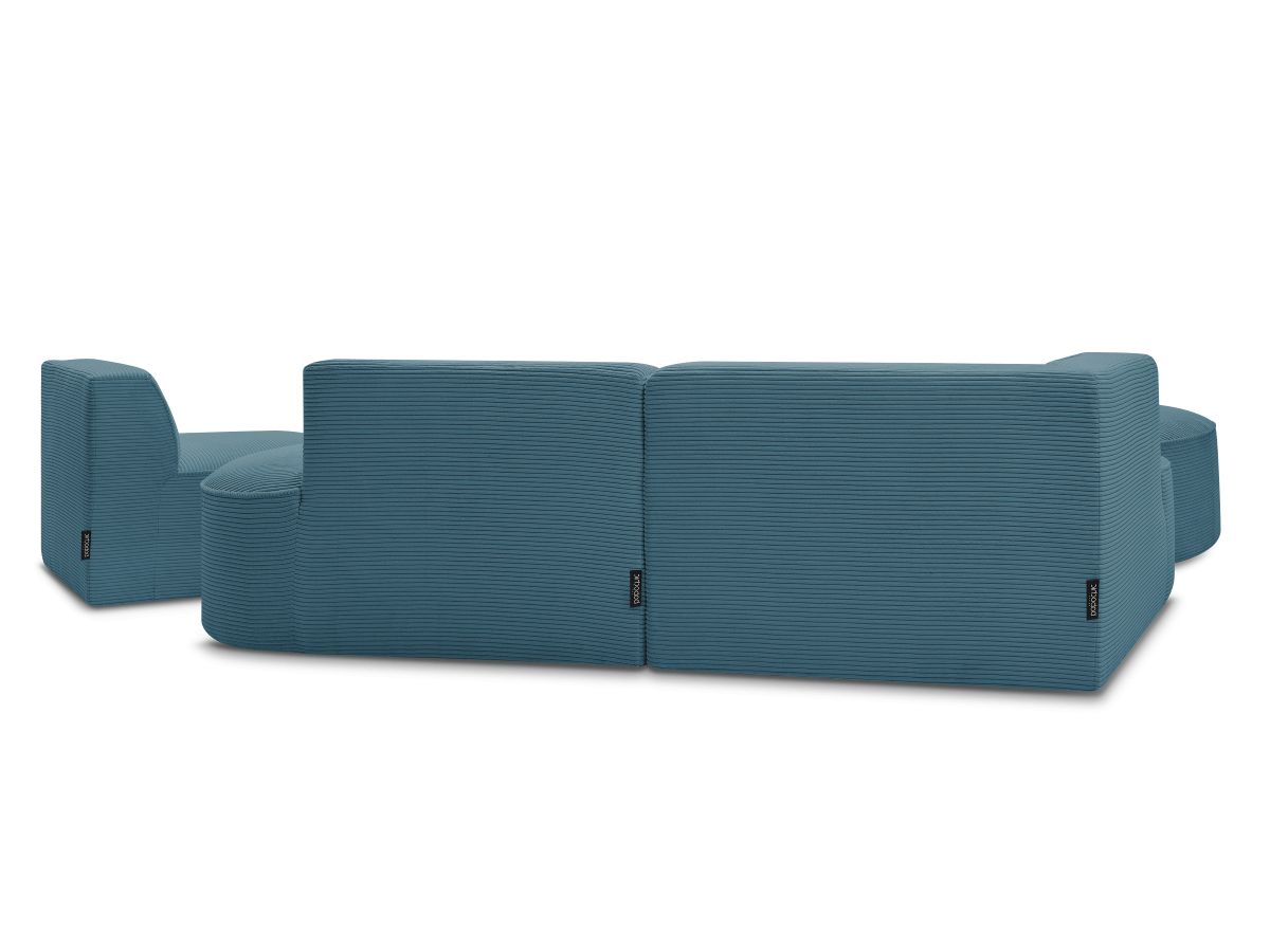 ROUSSEAU vaste modulaire hoekbank in corduroy met 1 fauteuil en 1 poef