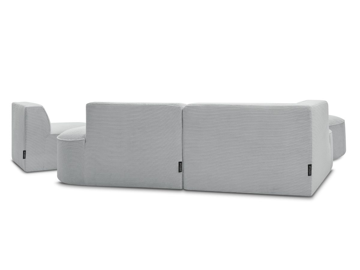 ROUSSEAU vaste modulaire hoekbank in corduroy met 1 fauteuil en 1 poef