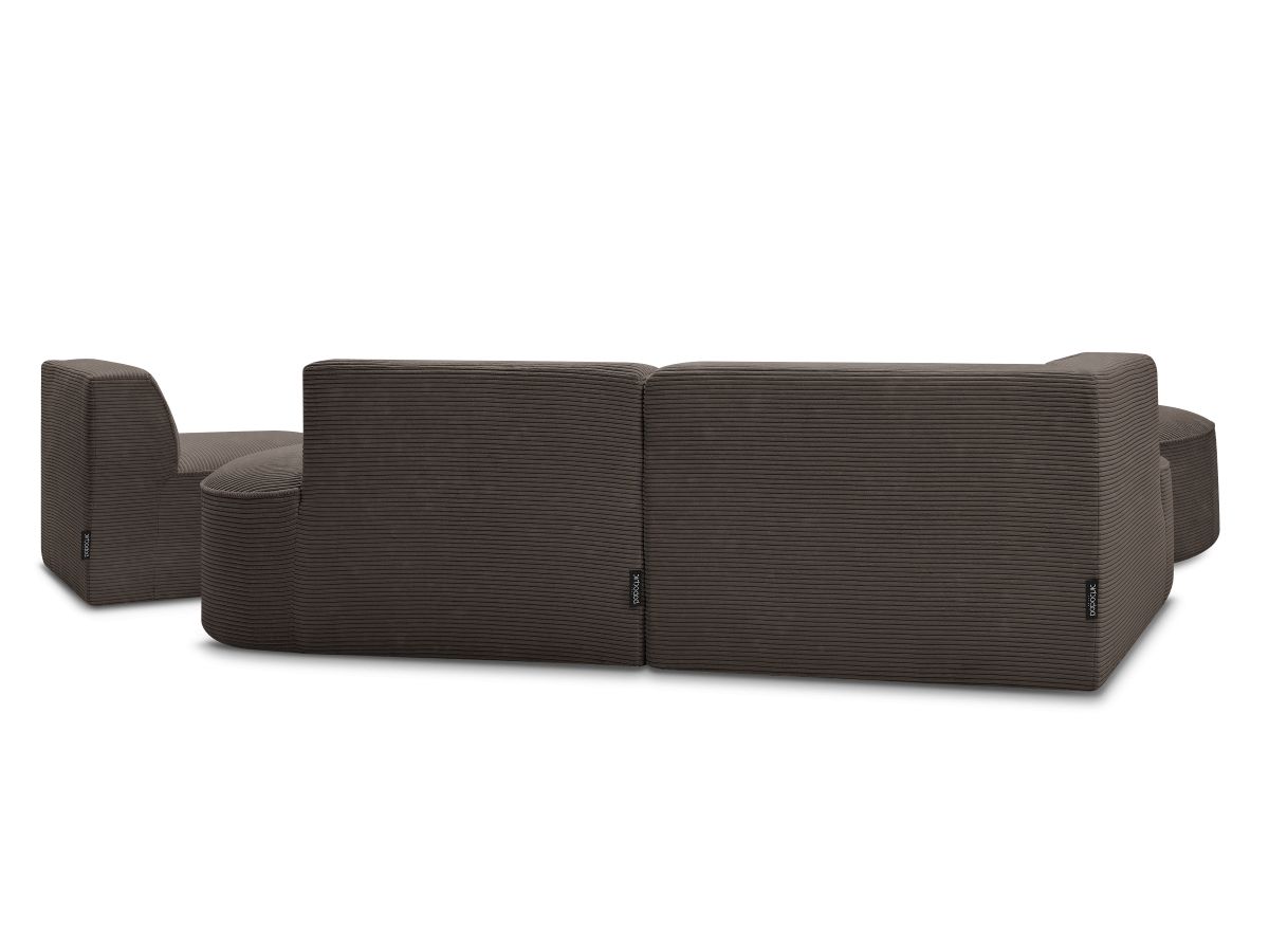 ROUSSEAU vaste modulaire hoekbank in corduroy met 1 fauteuil en 1 poef