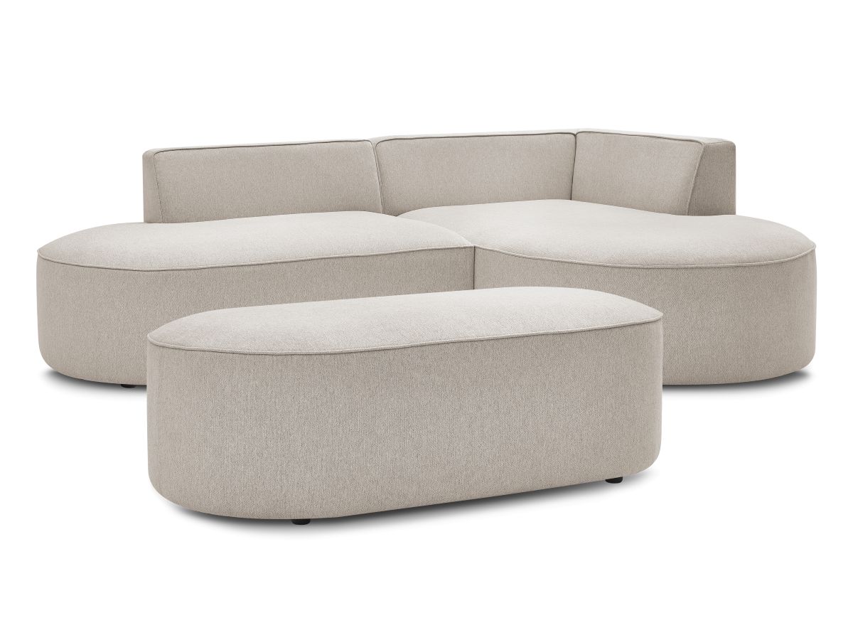 Canapé d'angle fixe ROUSSEAU tissu chiné avec pouf