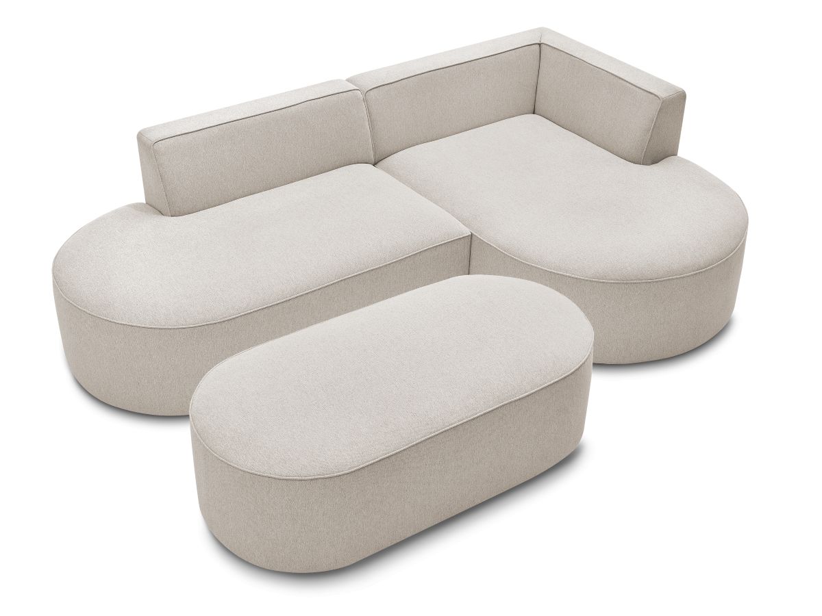 Canapé d'angle fixe ROUSSEAU tissu chiné avec pouf