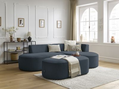 Canapé d'angle fixe ROUSSEAU tissu chiné avec pouf