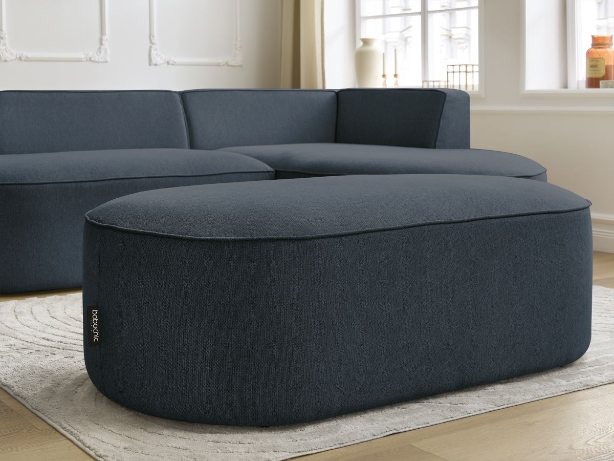 Canapé d'angle fixe ROUSSEAU tissu chiné avec pouf