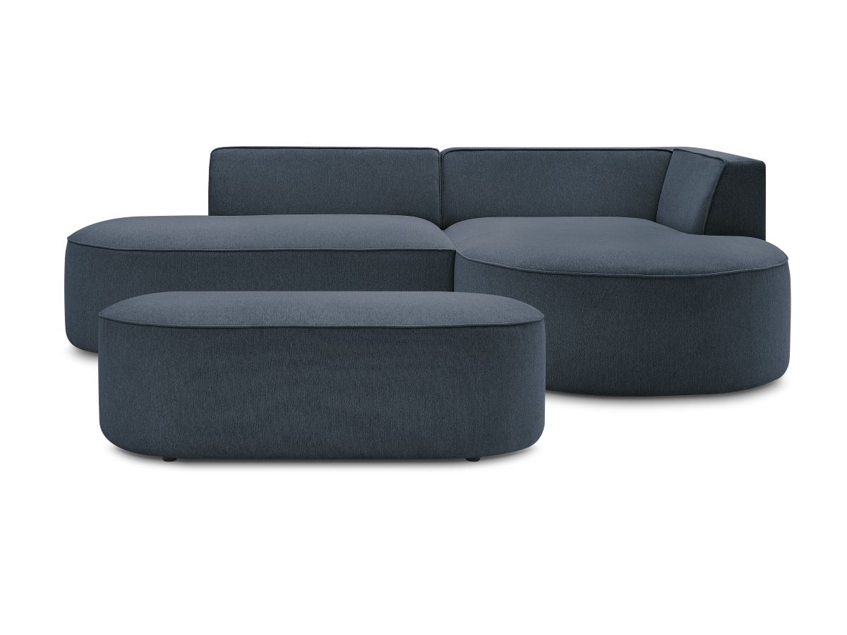 Canapé d'angle fixe ROUSSEAU tissu chiné avec pouf