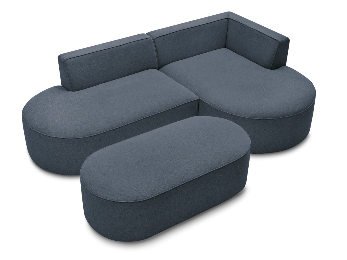 Canapé d'angle fixe ROUSSEAU tissu chiné avec pouf