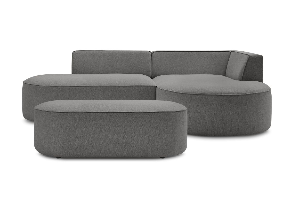 Canapé d'angle fixe ROUSSEAU tissu chiné avec pouf