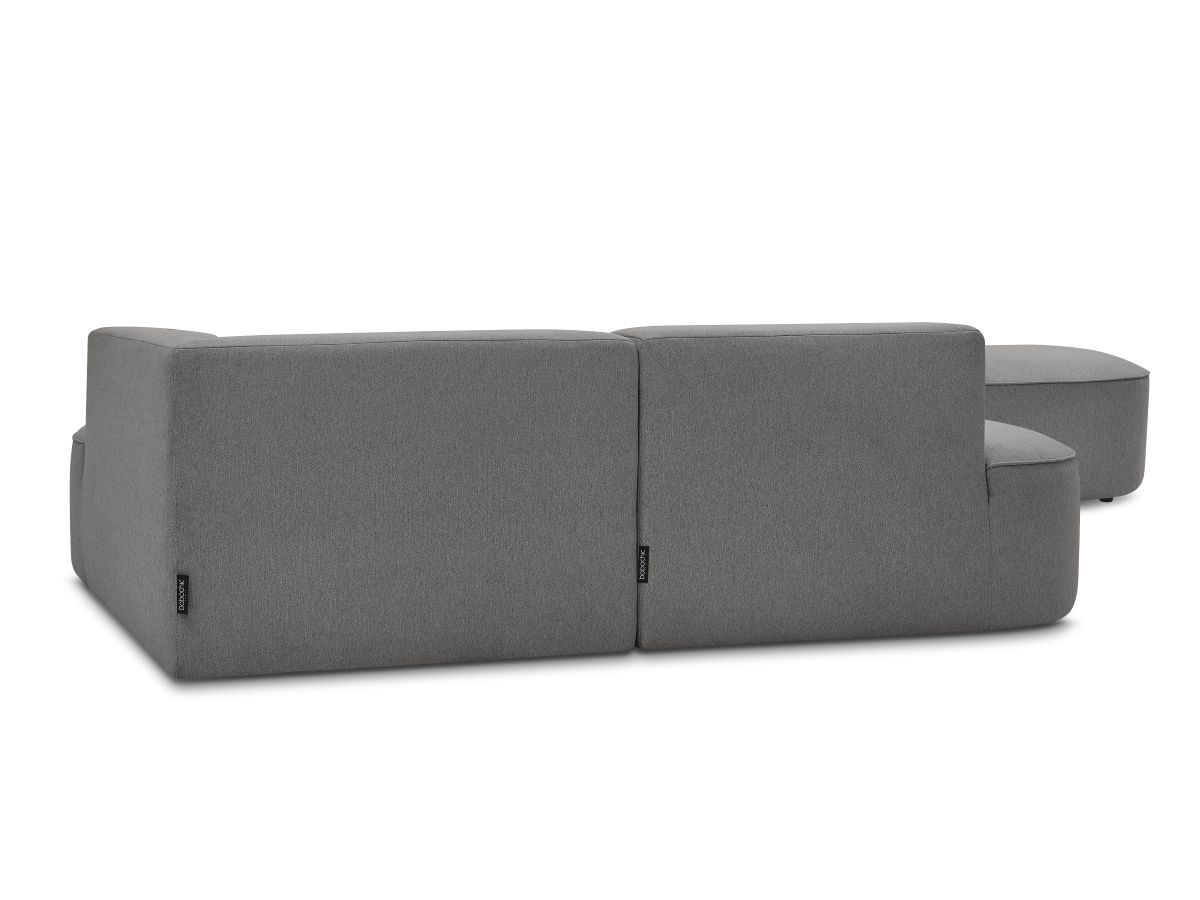 Canapé d'angle fixe ROUSSEAU tissu chiné avec pouf