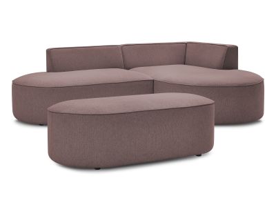Canapé d'angle fixe ROUSSEAU tissu chiné avec pouf