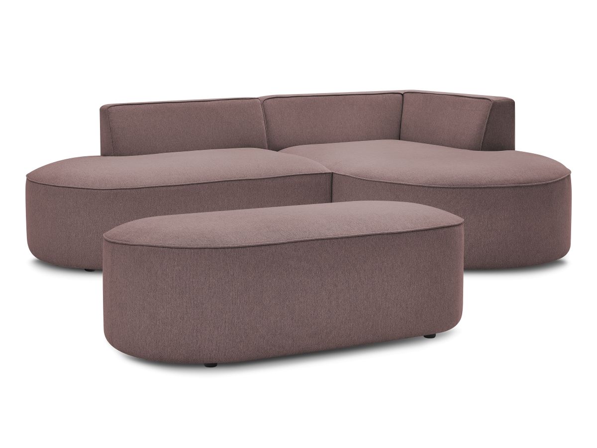 Canapé d'angle fixe ROUSSEAU tissu chiné avec pouf