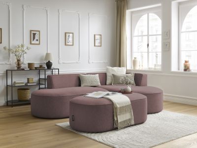 Canapé d'angle fixe ROUSSEAU tissu chiné avec pouf
