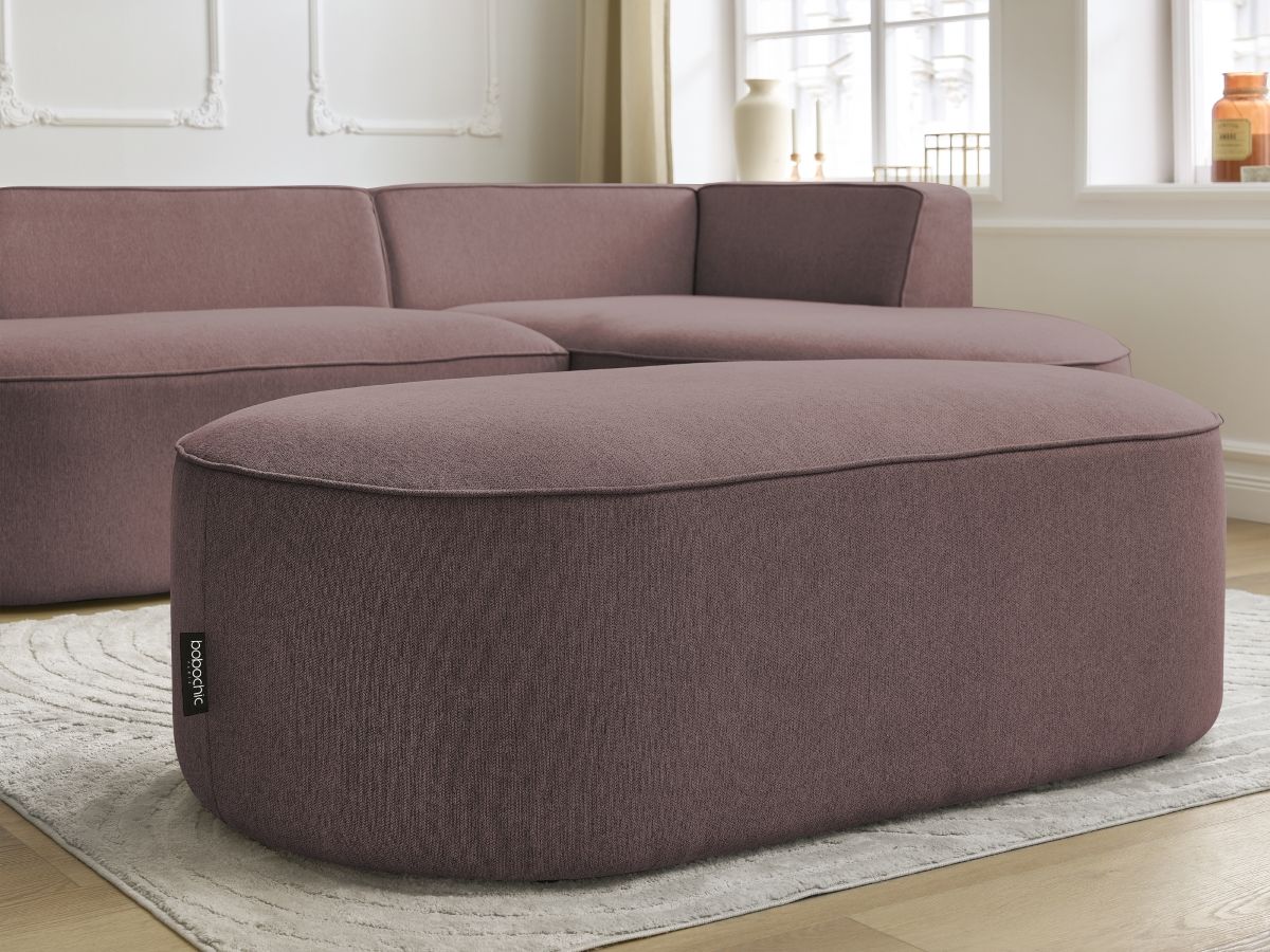 Canapé d'angle fixe ROUSSEAU tissu chiné avec pouf