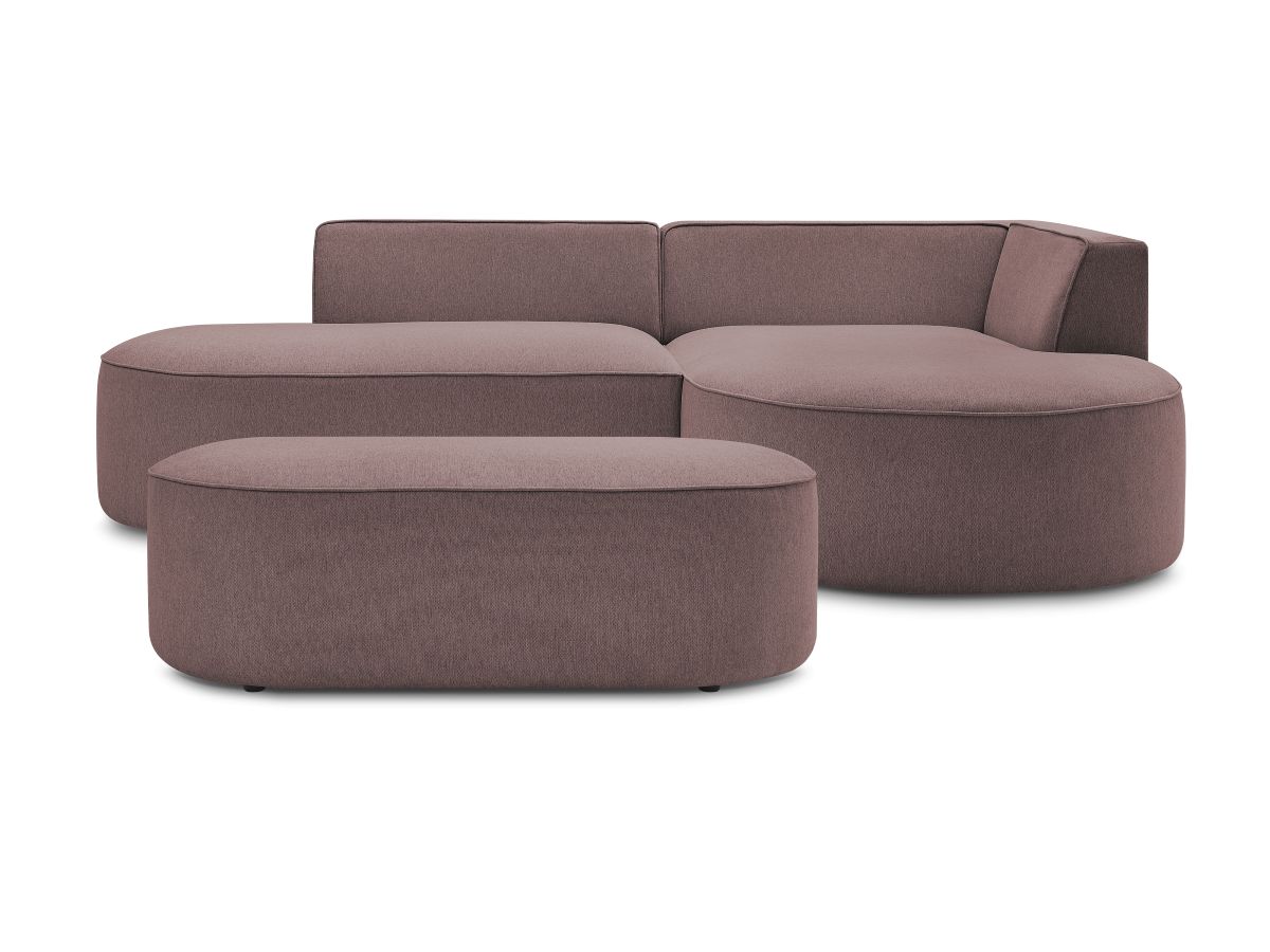 Canapé d'angle fixe ROUSSEAU tissu chiné avec pouf