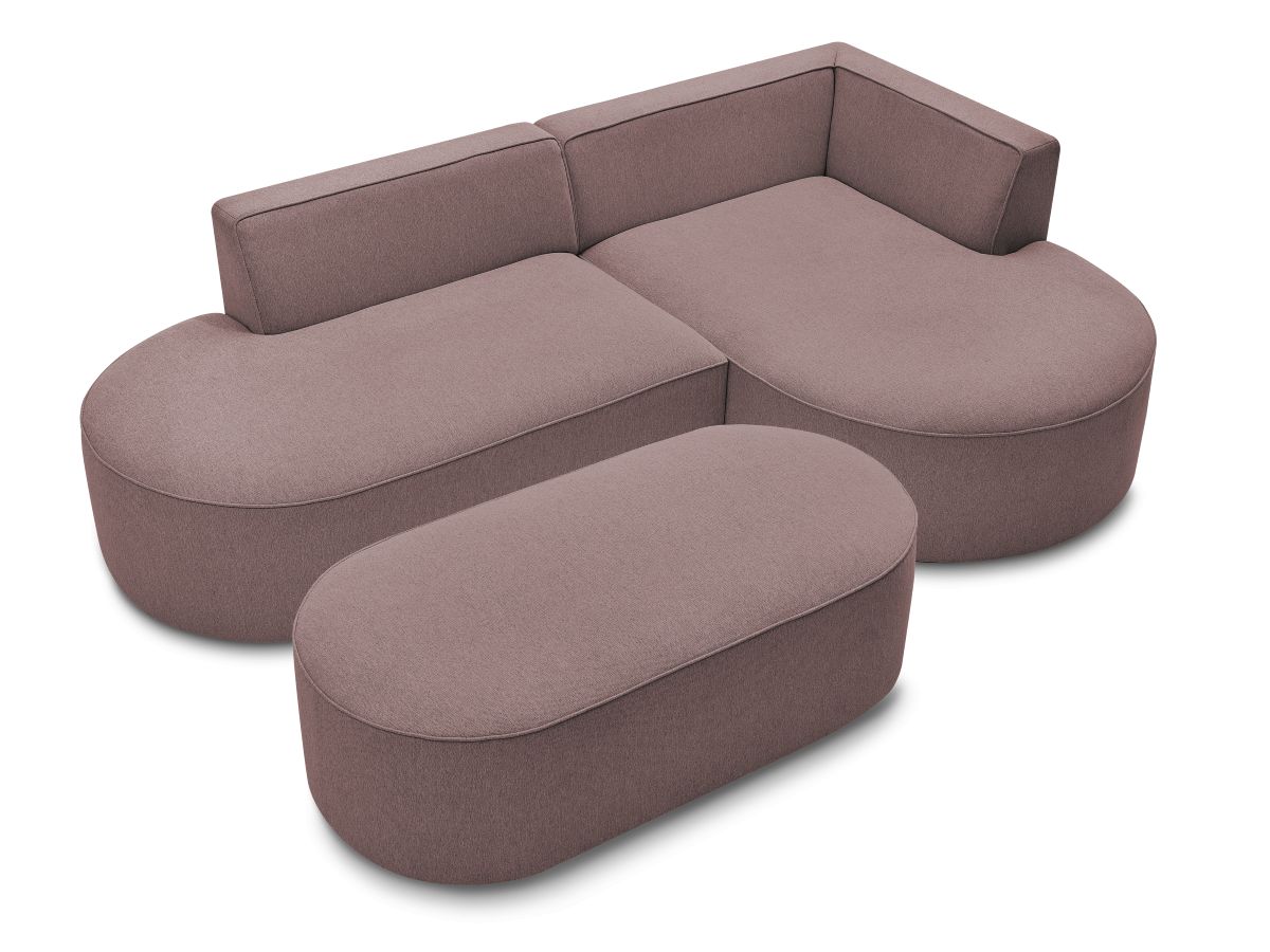 Canapé d'angle fixe ROUSSEAU tissu chiné avec pouf