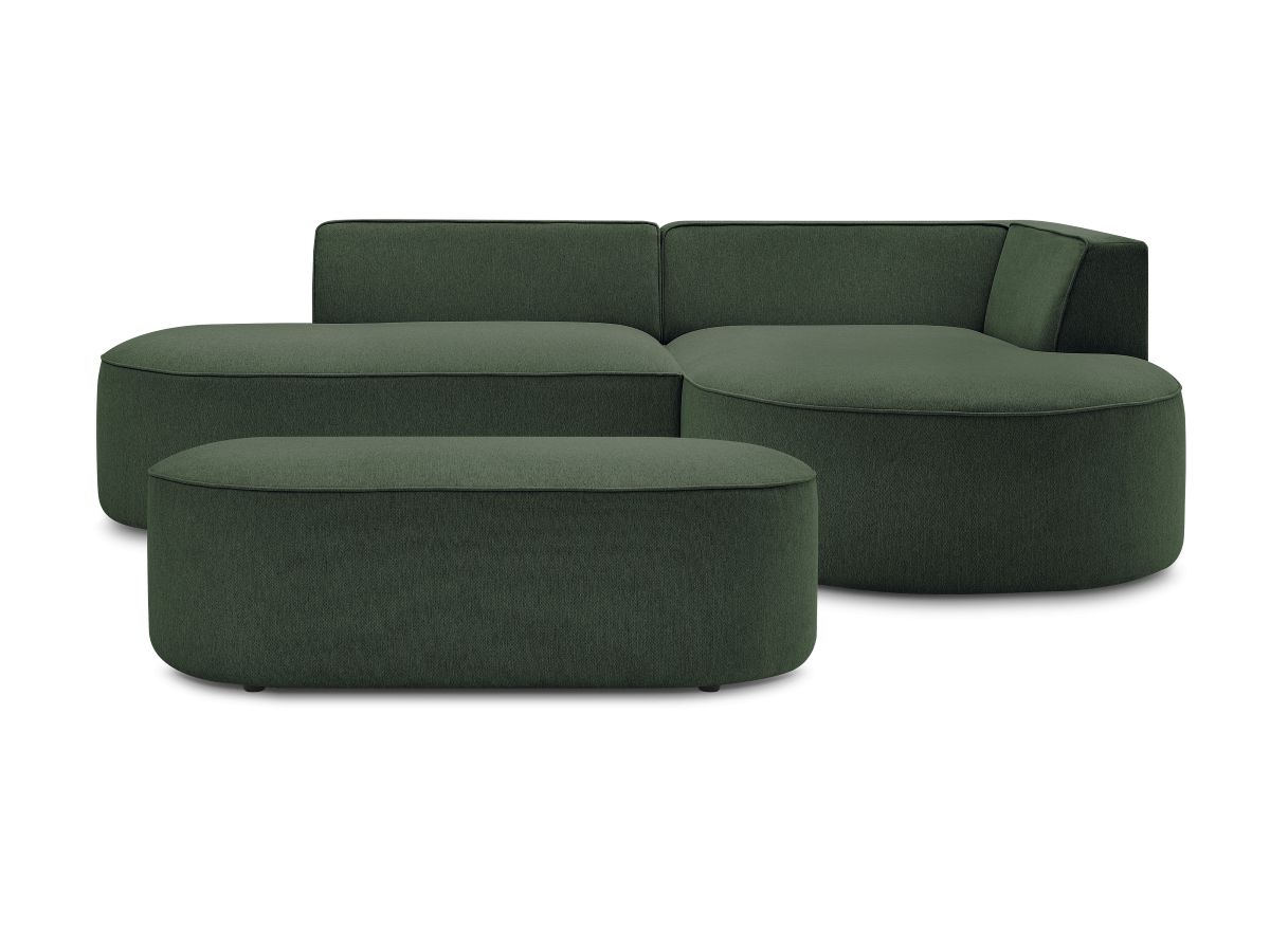 Canapé d'angle fixe ROUSSEAU tissu chiné avec pouf