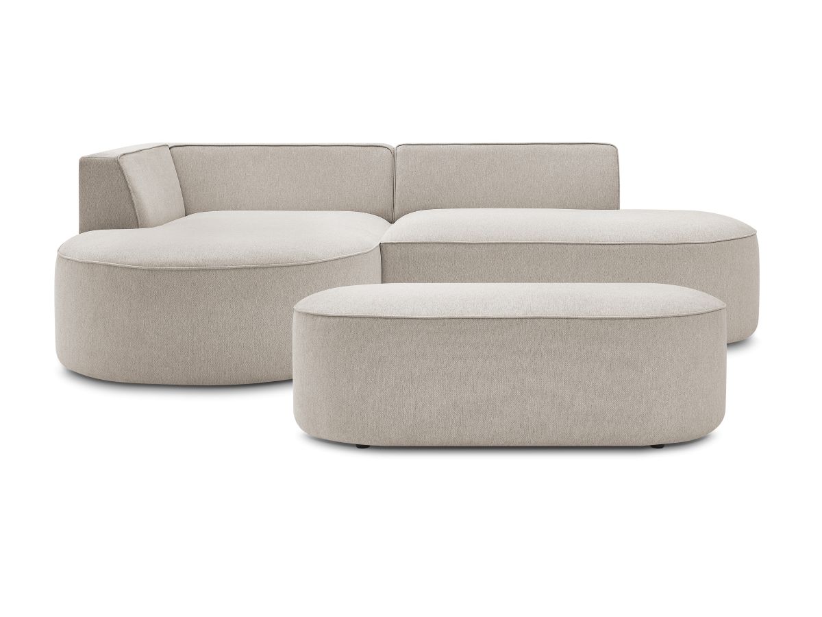 Canapé d'angle fixe ROUSSEAU tissu chiné avec pouf