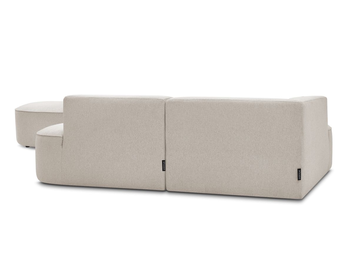 Canapé d'angle fixe ROUSSEAU tissu chiné avec pouf