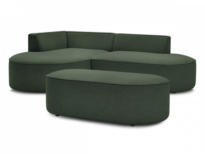 Canapé d'angle fixe ROUSSEAU tissu chiné avec pouf