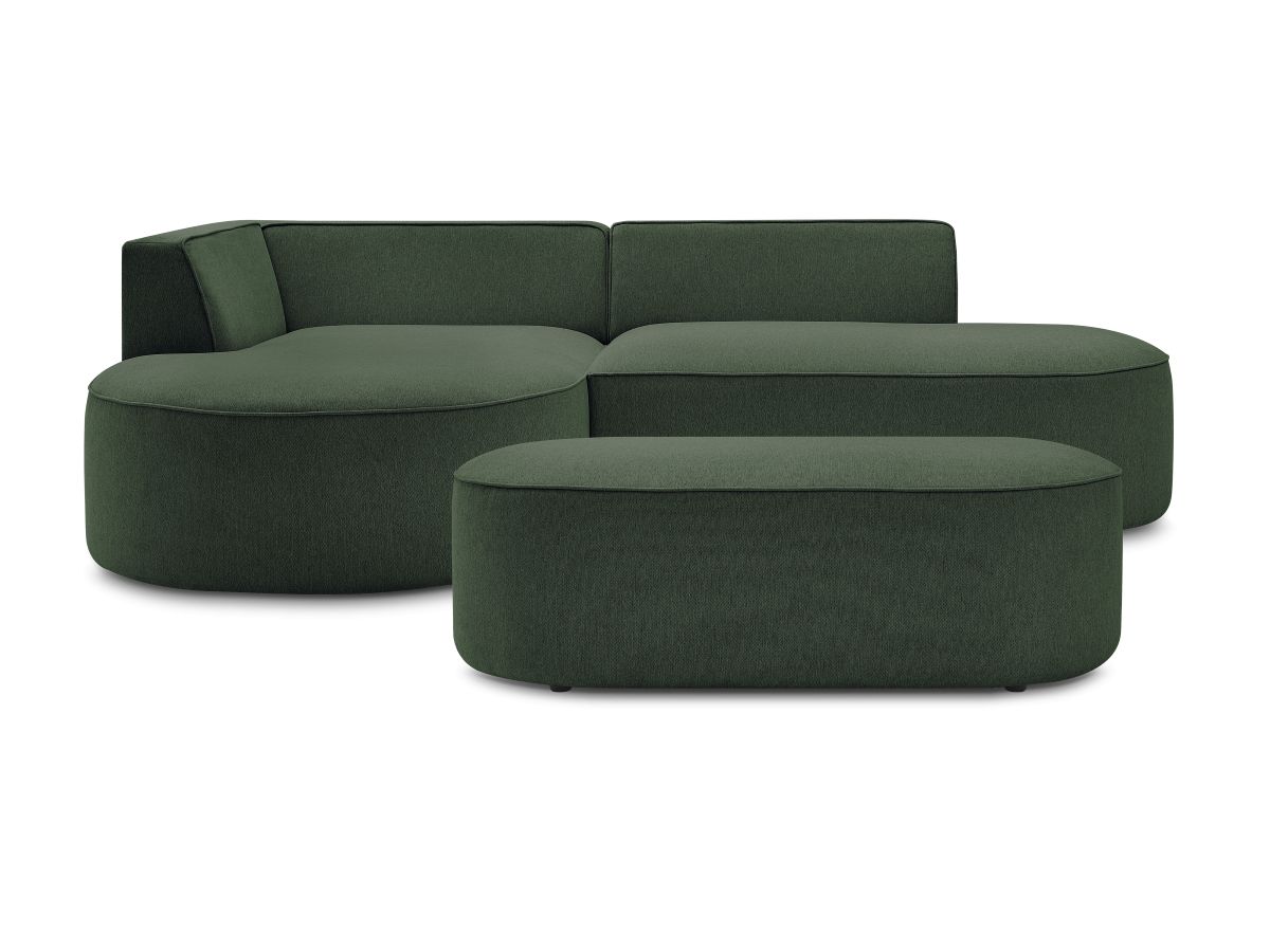 Canapé d'angle fixe ROUSSEAU tissu chiné avec pouf