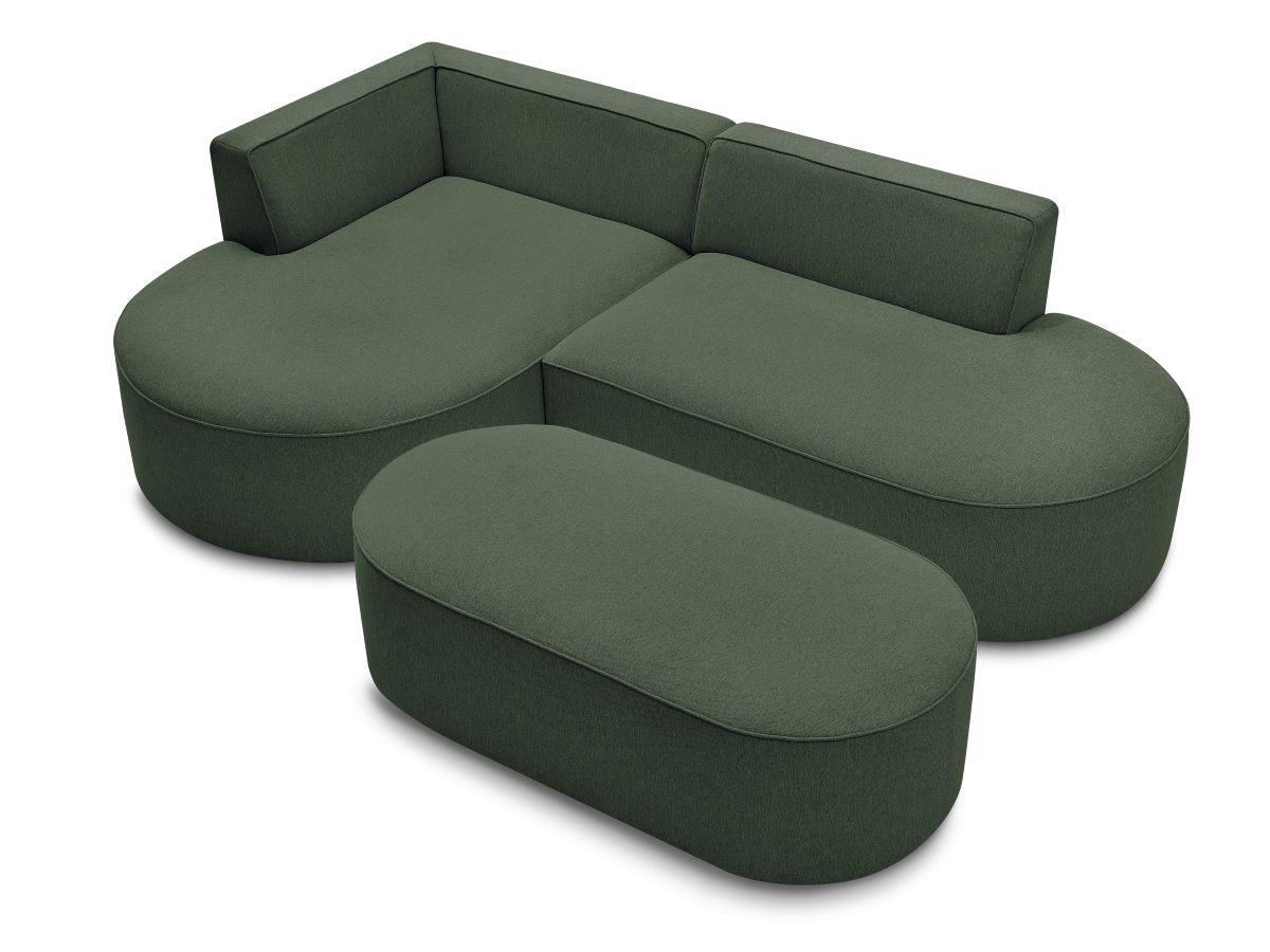 Canapé d'angle fixe ROUSSEAU tissu chiné avec pouf
