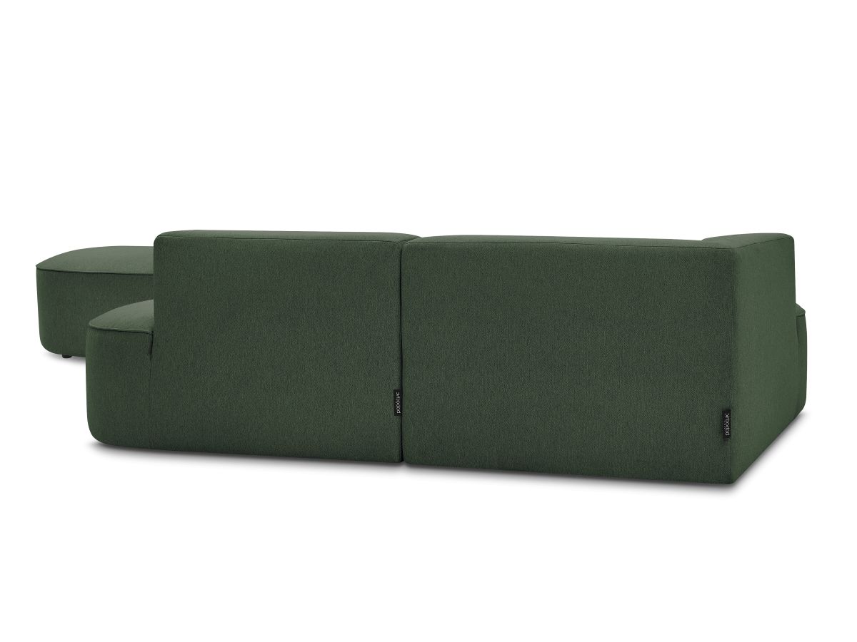 Canapé d'angle fixe ROUSSEAU tissu chiné avec pouf