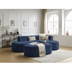 Sofa narożna ROUSSEAU z teksturowaną tkaniną i podnóżkiem