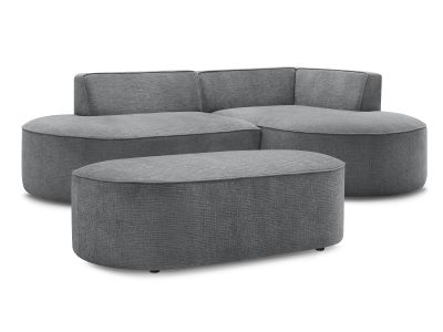 Canapé d'angle fixe ROUSSEAU tissu texturé avec pouf