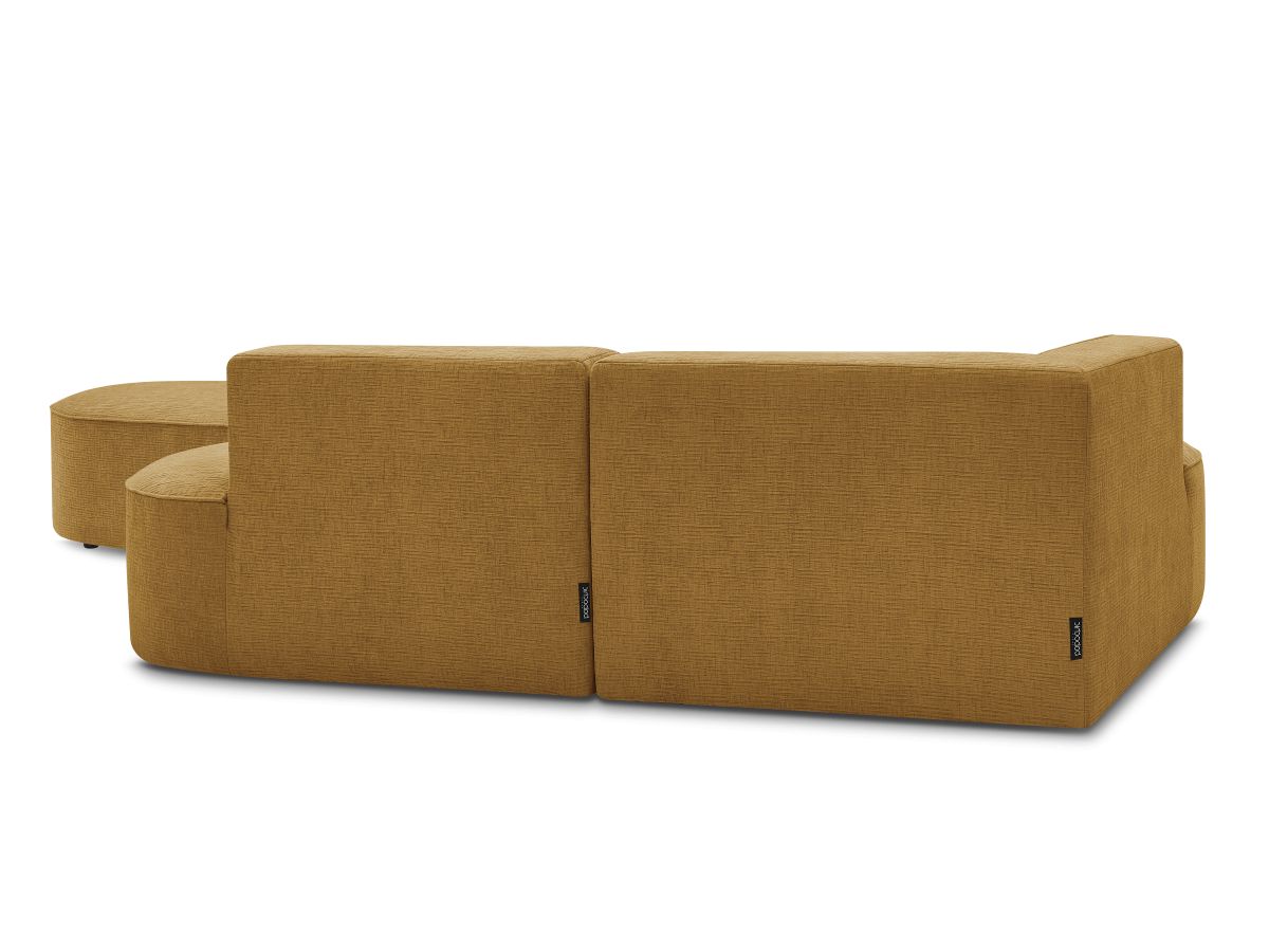 Canapé d'angle fixe EVEREST tissu chiné - Orange - Angle droit - 10 coussins