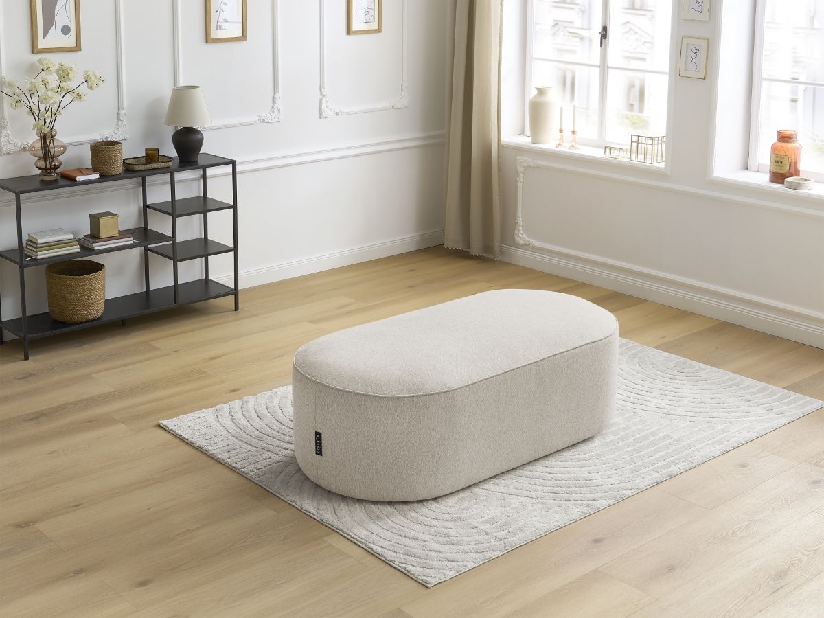 Pouf pour canapé modulable ROUSSEAU chiné beige — vue 6