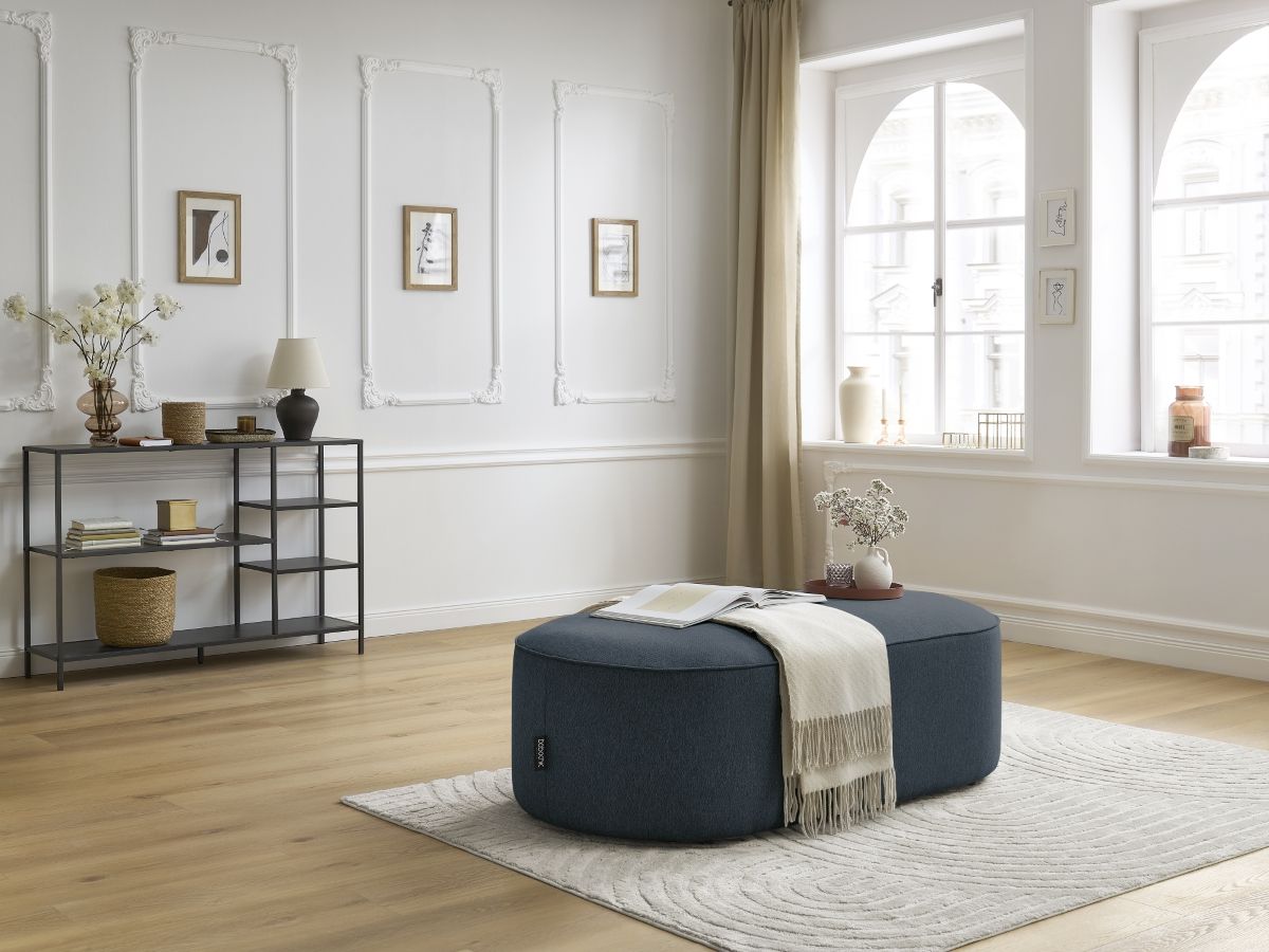 Pouf pour canapé modulable ROUSSEAU chiné bleu foncé