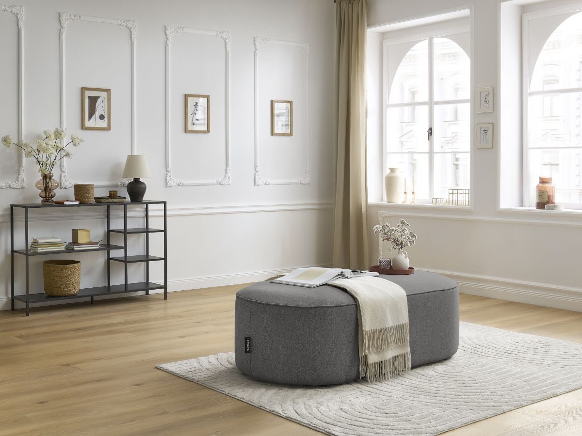 Pouf pour canapé modulable ROUSSEAU chiné gris foncé
