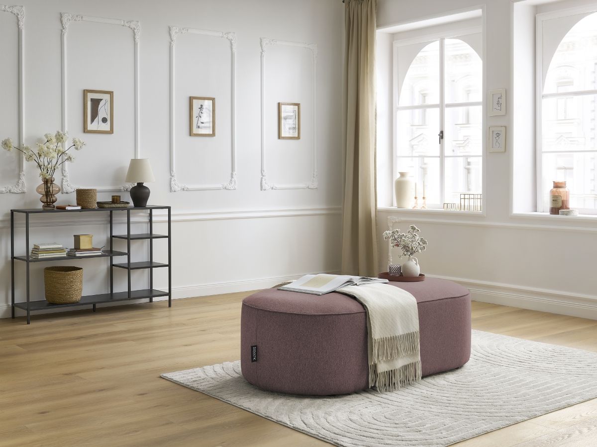 Pouf pour canapé modulable ROUSSEAU chiné rose