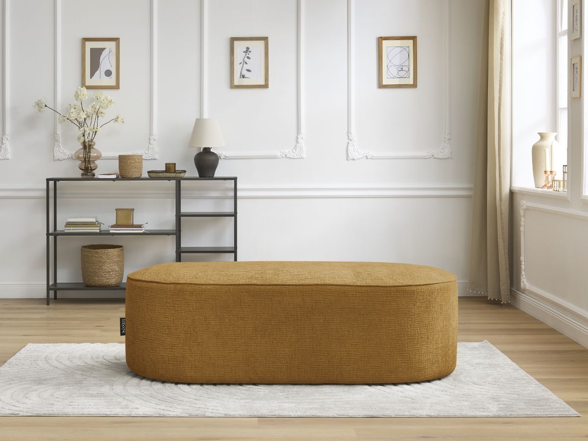 Pouf pour canapé modulable ROUSSEAU texturé jaune — vue 5