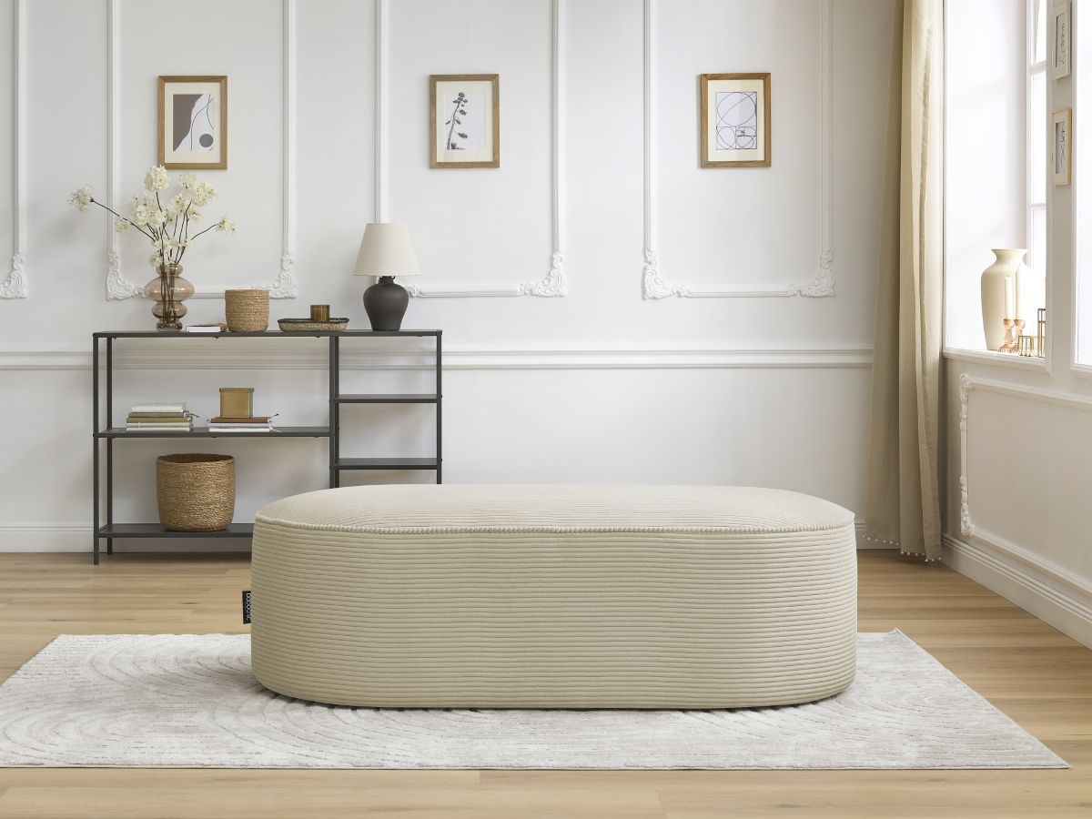 Pouf pour canapé modulable ROUSSEAU velours côtelé beige — vue 5
