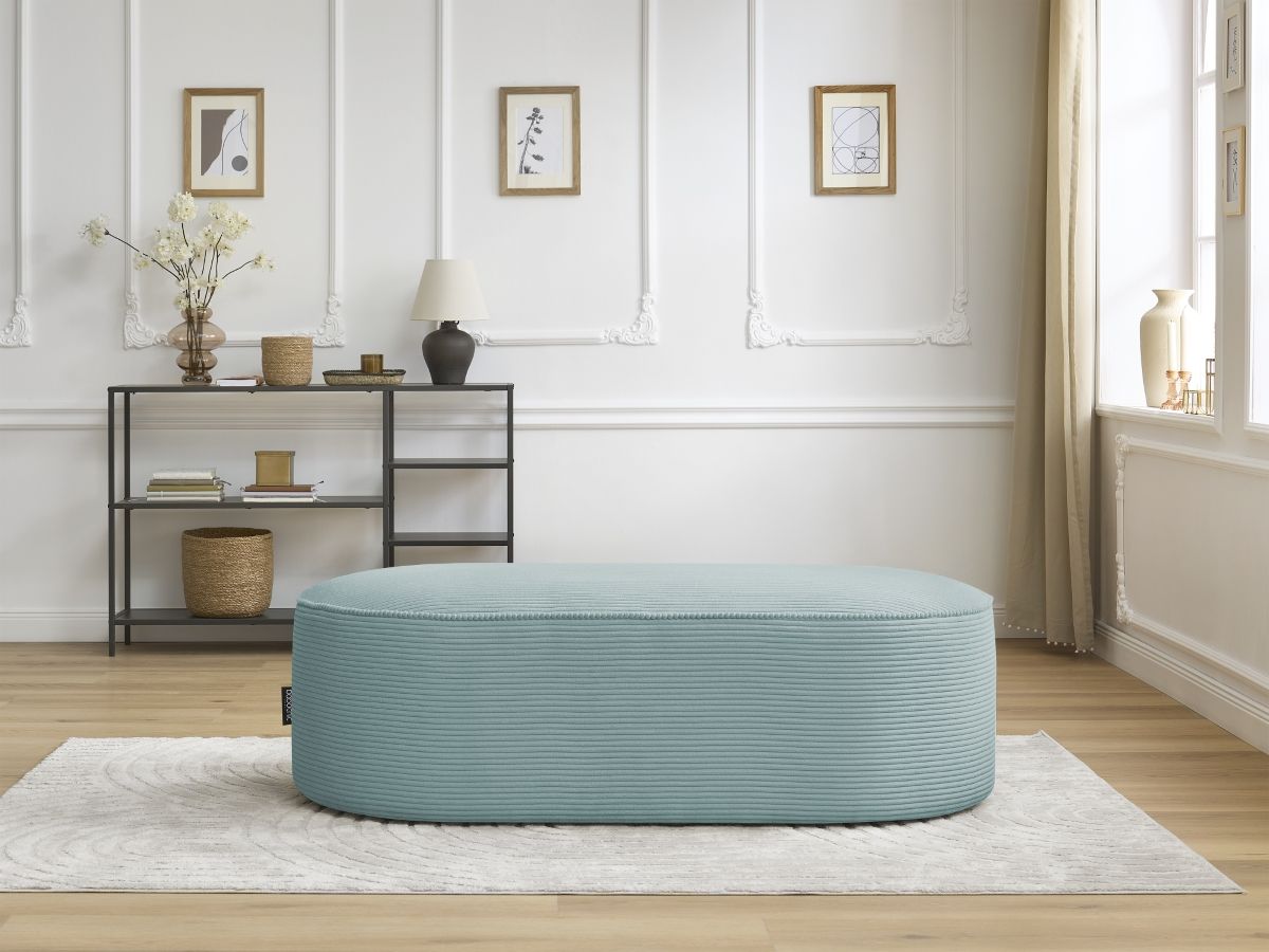 Pouf pour canapé modulable ROUSSEAU velours côtelé bleu clair — vue 5