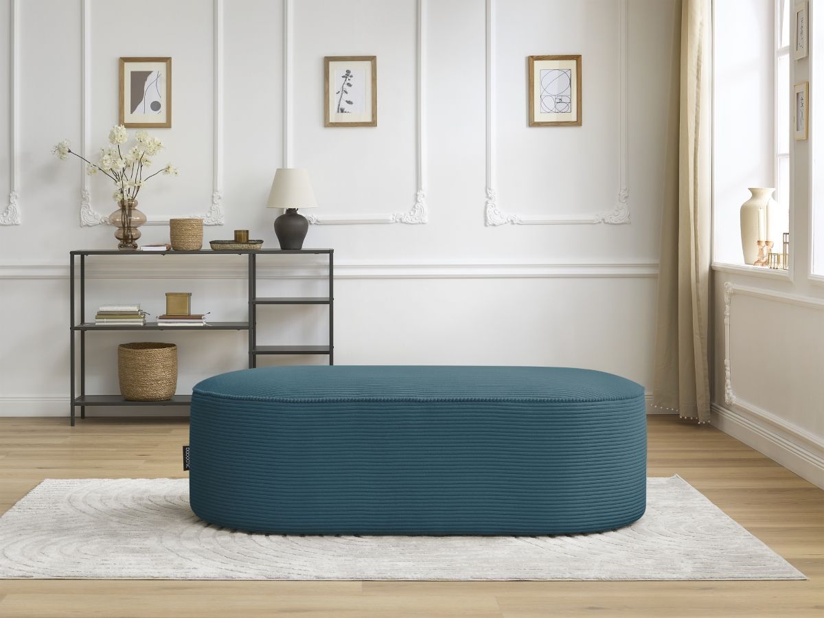 Pouf pour canapé modulable ROUSSEAU velours côtelé bleu foncé — vue 5