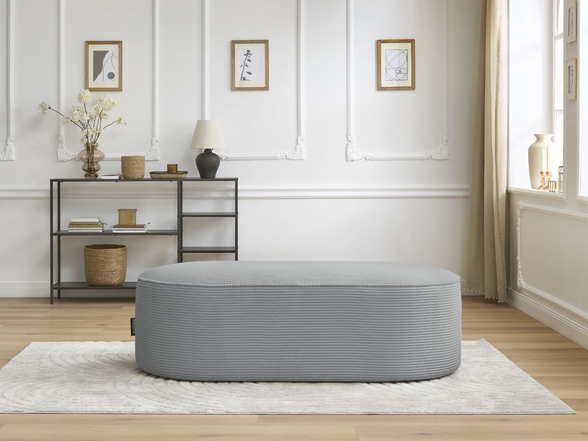 Pouf pour canapé modulable ROUSSEAU velours côtelé gris clair — vue 5